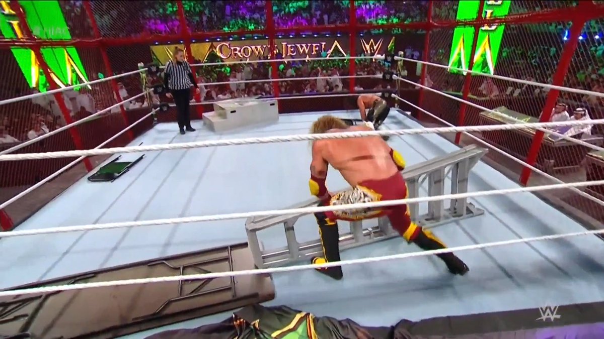 wweontnt's tweet photo. Tables, Ladders and Chairs! Oh My!

#WWECrownJewel https://t.co/Rr7VGLOLph