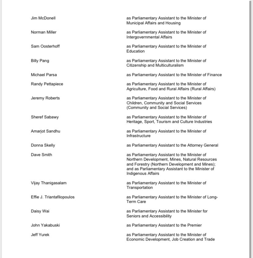 RichardCityNews's tweet photo. NEW - The government updates it’s list of 30 parliamentary assistants. Each receive an extra $16,000 on top of their $116,500 MPP salary. https://t.co/NZeF1J7RBy