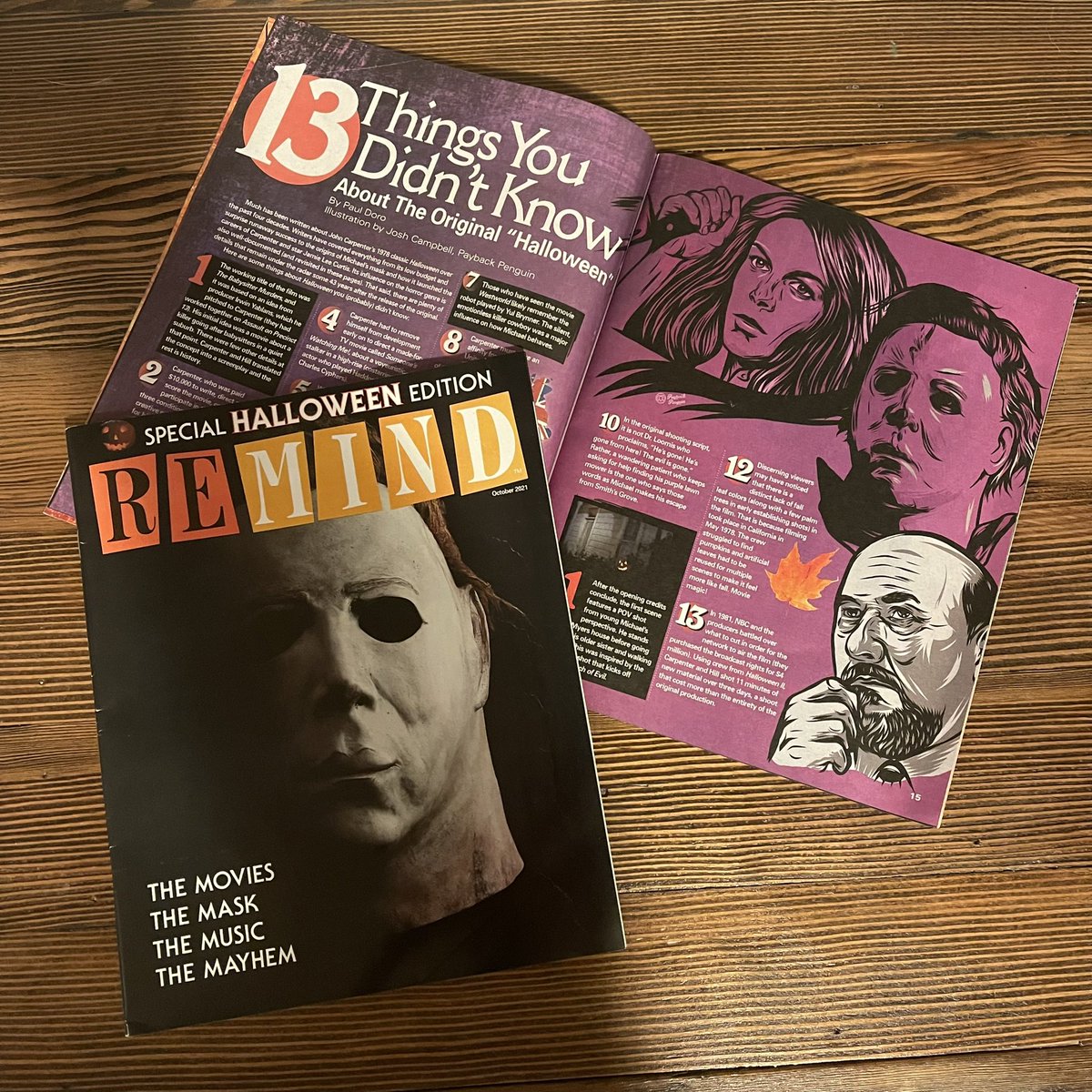 PaybackPenguin's tweet photo. Awesome opportunity to work with cool people! Check out the @RemindMagger latest issue and see my artwork along with some 13 facts you didn’t know about #halloween!
.
#michaelmyers #remindmagazine #halloweenmovies #johncarpenter #theshadow #paybackpenguin #art #vector #adobe https://t.co/nKIVXGsrY8
