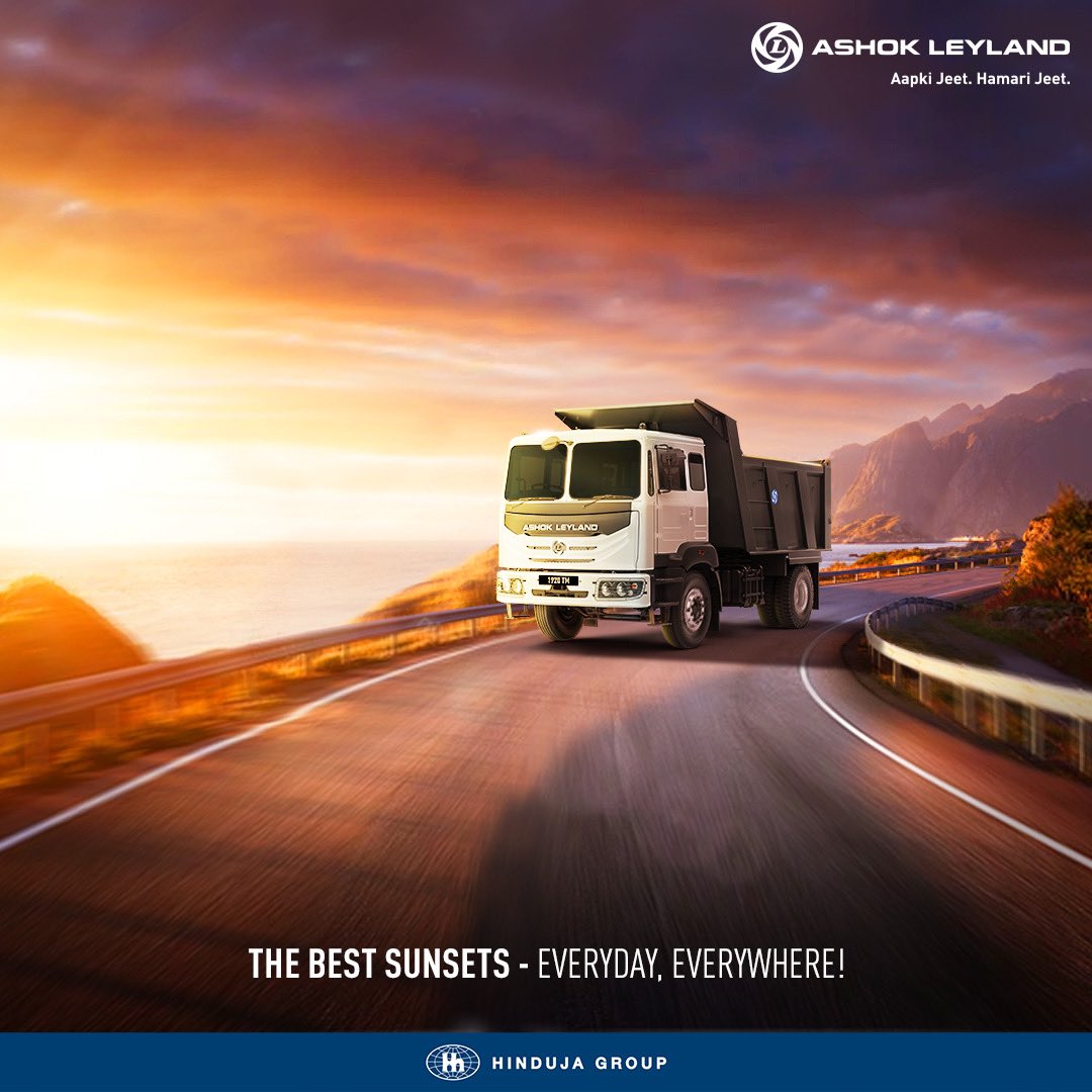 ALIndiaOfficial's tweet photo. Bringing you the best, from sunrise to sunsets! 

#AshokLeyland #AapkiJeetHamariJeet #AshokLeylandIndia #AshokLeylandOfficial #Sunset https://t.co/FKzbvNEphM