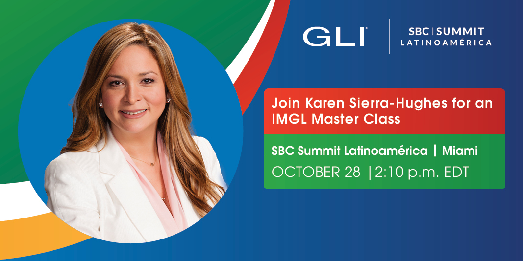GamingLabsInt's tweet photo. Join @ksierra11, GLI Vice President, Latin America and Caribbean, for the @GamingLawyers Master Class at this year’s SBC Summit Latinoamérica in Miami. She’ll speak about legal challenges in the LatAm market at 2:10 p.m. on Oct. 28. #GamingLabs #GLI #SBCSummit2021 #IMGL https://t.co/pguUTUY3oo