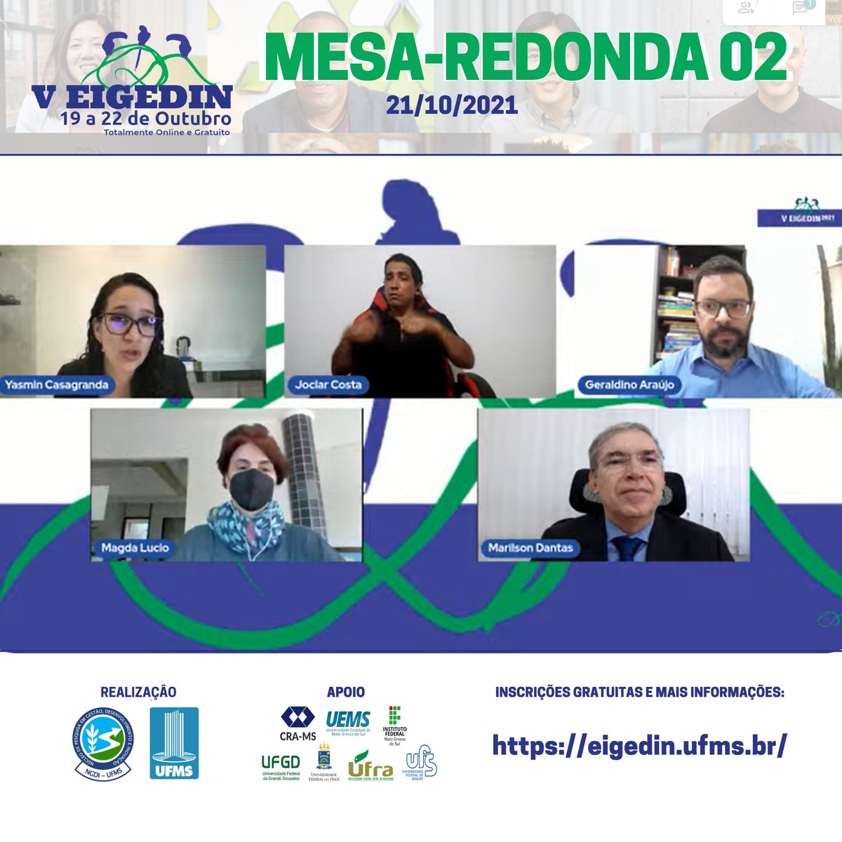 eigedin's tweet photo. Hoje pela manhã em seu terceiro dia, o V EIGEDIN contou com a Mesa-Redonda: "Desenvolvimento e Transferência de Tecnologias de Gestão e Governança para o Brasil e América Latina". Fiquem ligados que hoje ainda tem mais! #eigedin #SouUFMS https://t.co/xED9bCv1wB
