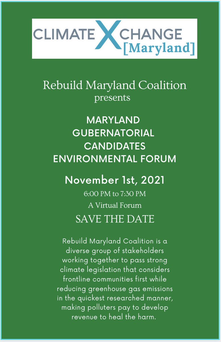 RebuildMaryland's tweet photo. Registration link - Please join us! 
https://t.co/t2uze2kWNw Presented by the #RebuildMarylandCoalition, a diverse group of stakeholders working together to pass strong climate legislation that considers frontline communities first while reducing greenhouse gas emissions. https://t.co/FlkaAyOAIj