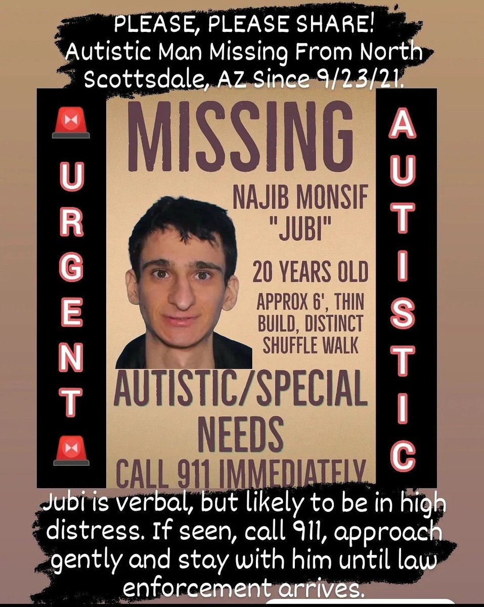 It's been FOUR weeks and there hasn't been a single sign of Najib "Jubi" Monsif. May Gabby's legacy be that she helps find other missing persons. Please retweet and share. #GabbyPetito #BrianLaundrie #Missing #FindJubi #autism