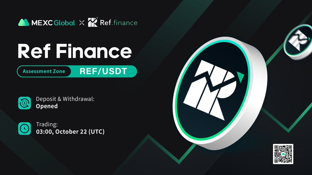 MEXC_Official's tweet image. $REF/USDT trading goes LIVE at 03:00 on Oct 22 (UTC)🔥

Deposit now ➡️ mexc.com/assets/deposit…

#RefFinance #MEXCGlobal #NEAR