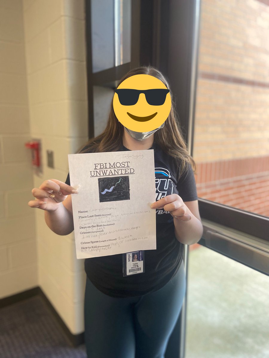 MsJohannsenMDJH's tweet photo. This week in PHS, we have been learning about Food Borne Illnesses. For yesterday’s activity, the students made an FBI Most Unwanted Poster for one of the major Illnesses. This is our FBI Poster Wall 👀🔎 #Whenindoubtthrowitout @MDJH_Panthers https://t.co/bq946KC4V9
