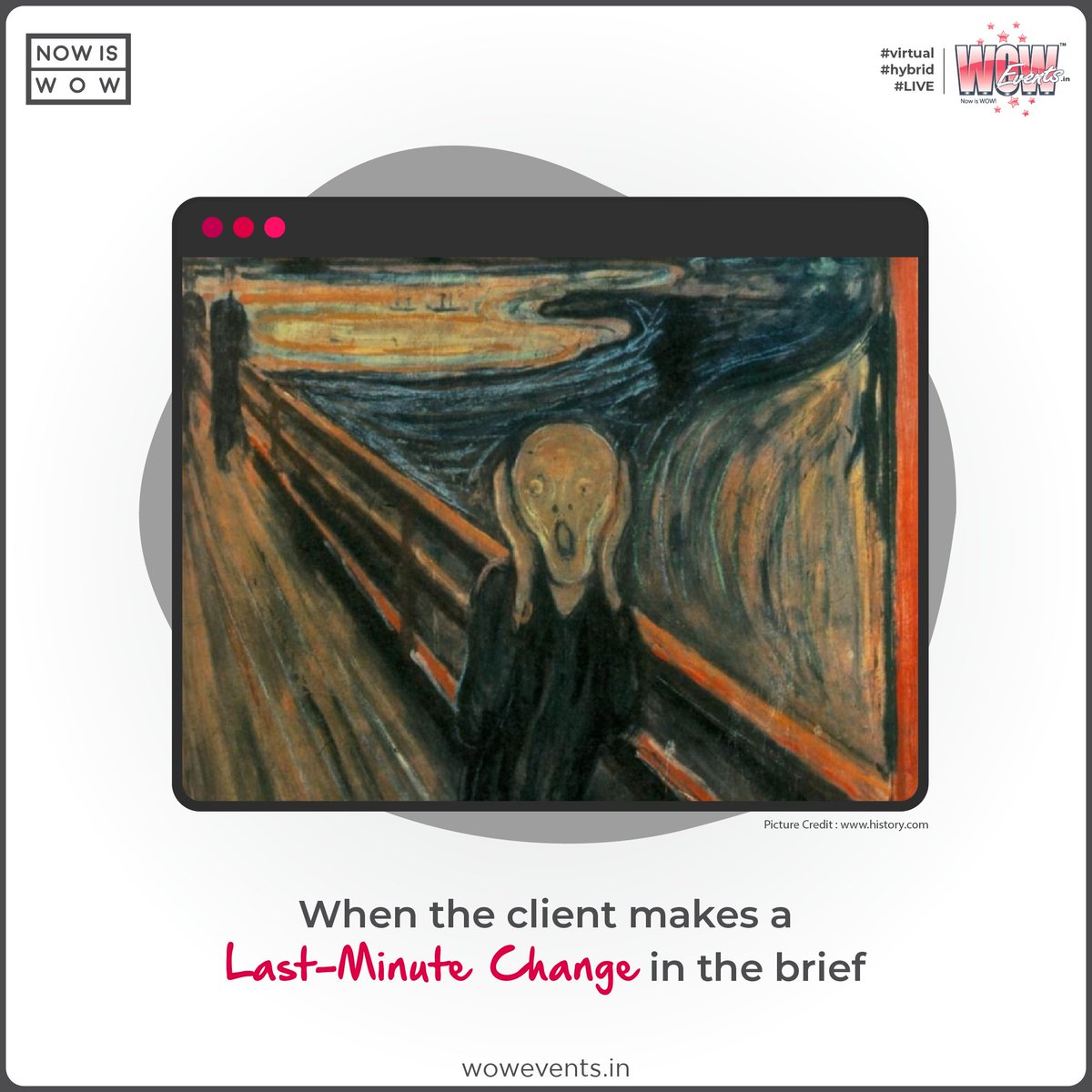 WOWEvents's tweet photo. Why use words, when a scream is enough to express - right?
#WOWInMaking #WOWEvents #NowIsWOW #Brands #Event #LiveVirtualEvents #LiveEvents #EventProfs #eventmanagement #onlineevents #eventplanner #eventplanning #eventtech #Hybridevents #india https://t.co/f0IYBEStaA