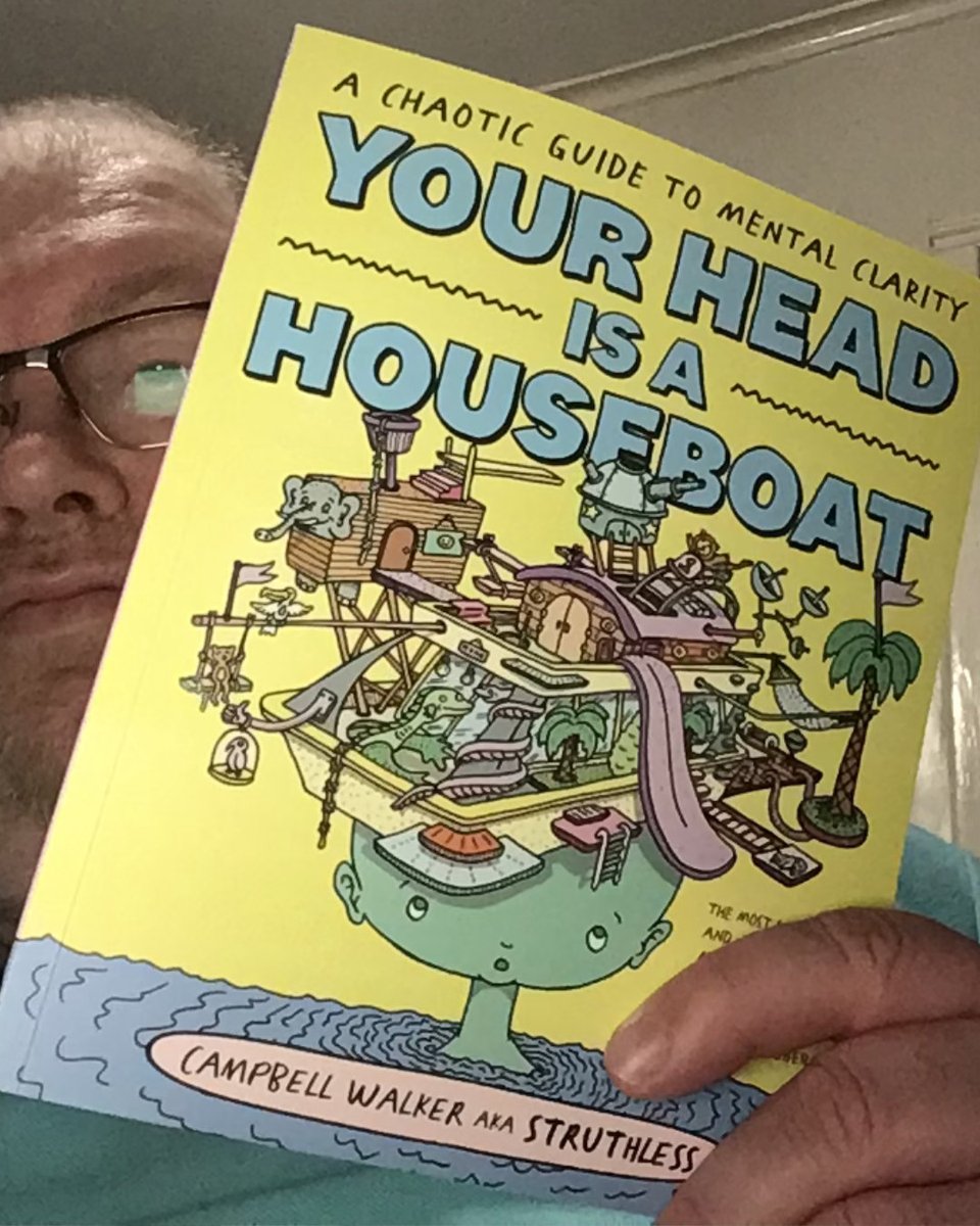 paulrobinson68's tweet photo. It's finally arrived! @struthlessstudios @struthless69 book 'Your Head is a Houseboat. A chaotic guide to mental clarity' Lets fix up my noggin. After the week I've had, I should have bought it on kindle to read whilst I sit rocking in a dark corner. https://t.co/zGWteM6lHL https://t.co/yAyvcpccqN