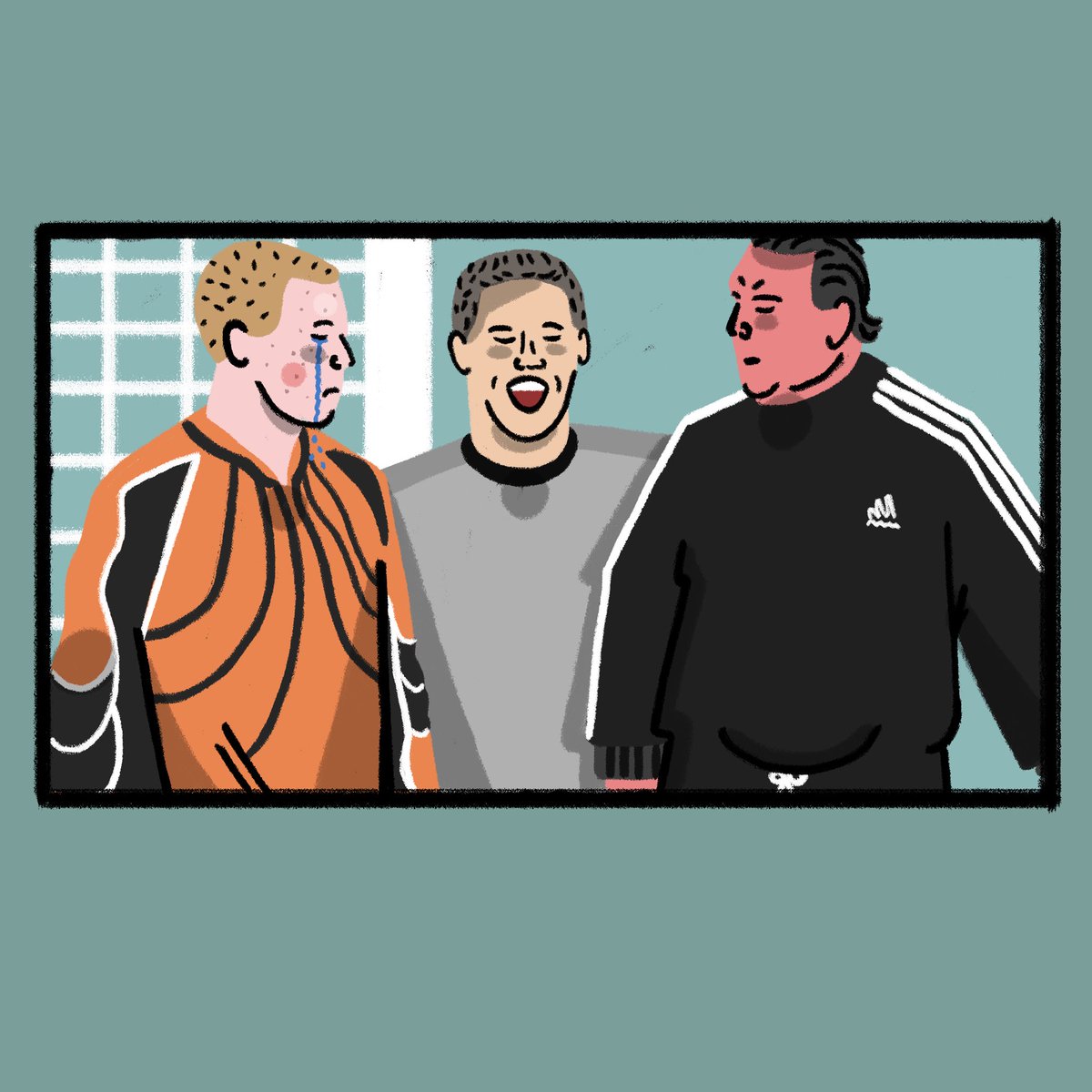 _yelrA's tweet image. Some illustrations for @PicklesMagazine on Michael Owen’s greatest performance. God love @NevilleSouthall 💕