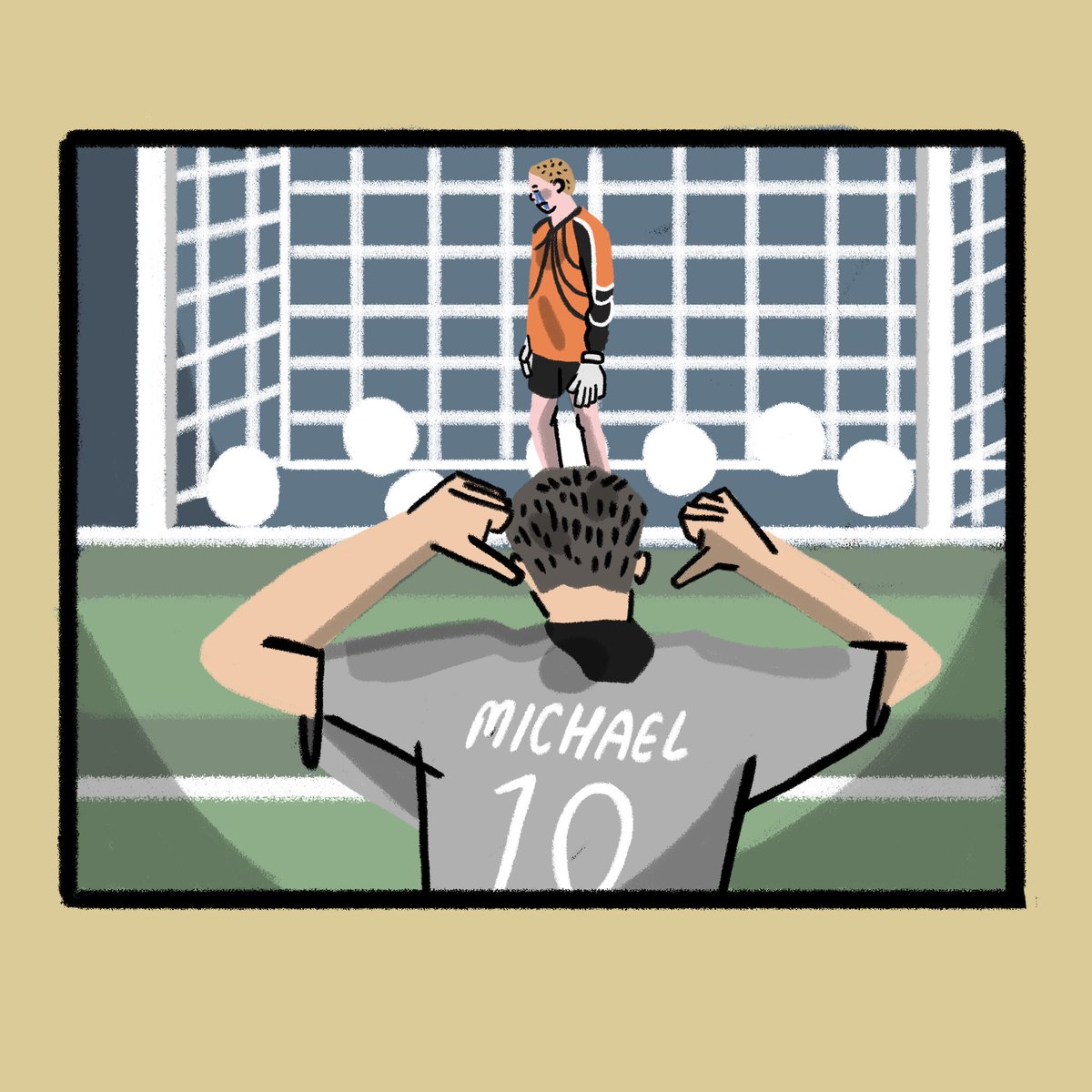 _yelrA's tweet image. Some illustrations for @PicklesMagazine on Michael Owen’s greatest performance. God love @NevilleSouthall 💕