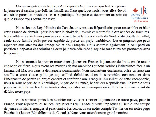 jeunesrepcanada's tweet photo. Afin de choisir notre candidat pour la France, adhérez aux Républicains avant le 16 novembre pour participer à notre #CongresLR :
https://t.co/fjlSsxfu44 https://t.co/TXfrtYWMGz