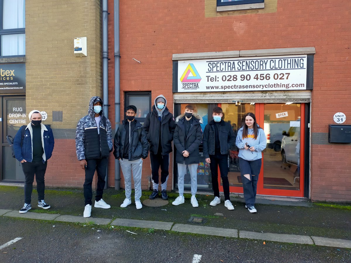 MeabhHarvey1's tweet photo. Some of our @belfastbizskool students visited Spectra Sensory Clothing this morning to start work on their digital marketing campaigns. It was so good to be bringing students out on industry visits again...missed this ☺️
@HedleyHeather @socentni 
#RealLifeLearning
#PBLSkills https://t.co/iHnOXPwgxl