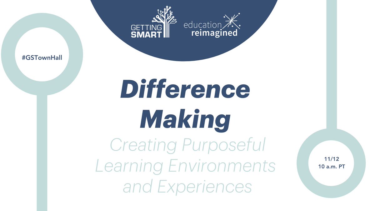 Getting_Smart's tweet photo. Have you registered yet for our November #GSTownhall? We'll be celebrating the #DifferenceMaking At the Heart of Learning book by @tvanderark and @EmilyLiebtag with @EdReimagined. #PurposeBasedLearning
Register: https://t.co/Zx19OcvhrJ https://t.co/TFdXmra7PG