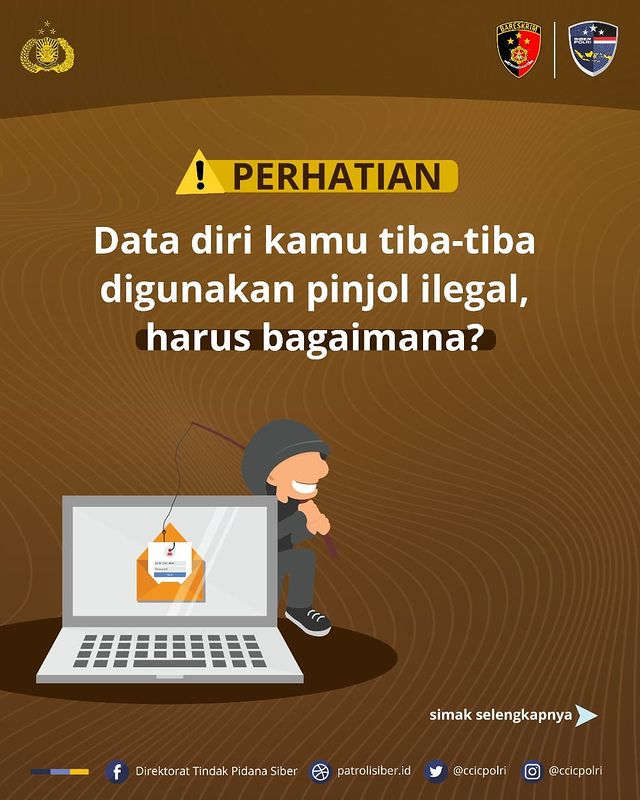 DivHumas_Polri's tweet photo. Data diri kamu tiba-tiba digunakan pinjol ilegal, harus bagaimana?🤔

Jika hal tersebut dialami oleh Sobat Polri, kamu harus melewatinya dengan tenang. Silakan ikuti panduan seperti di gambar.

@CCICPolri https://t.co/a438BmTwQW