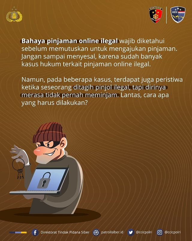 DivHumas_Polri's tweet photo. Data diri kamu tiba-tiba digunakan pinjol ilegal, harus bagaimana?🤔

Jika hal tersebut dialami oleh Sobat Polri, kamu harus melewatinya dengan tenang. Silakan ikuti panduan seperti di gambar.

@CCICPolri https://t.co/a438BmTwQW