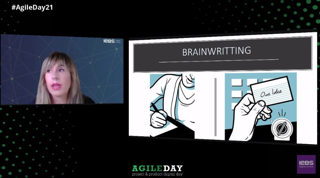 iebschool's tweet photo. 🟢 Ahora mismo, aprendiendo sobre #Brainwritting y otras técnicas de ideación en #AgileDay21. ¡La Product Owner de @vodafone_es nos está dejando impresionados con su ponencia! ⏬ https://t.co/gWFCaJcRSV