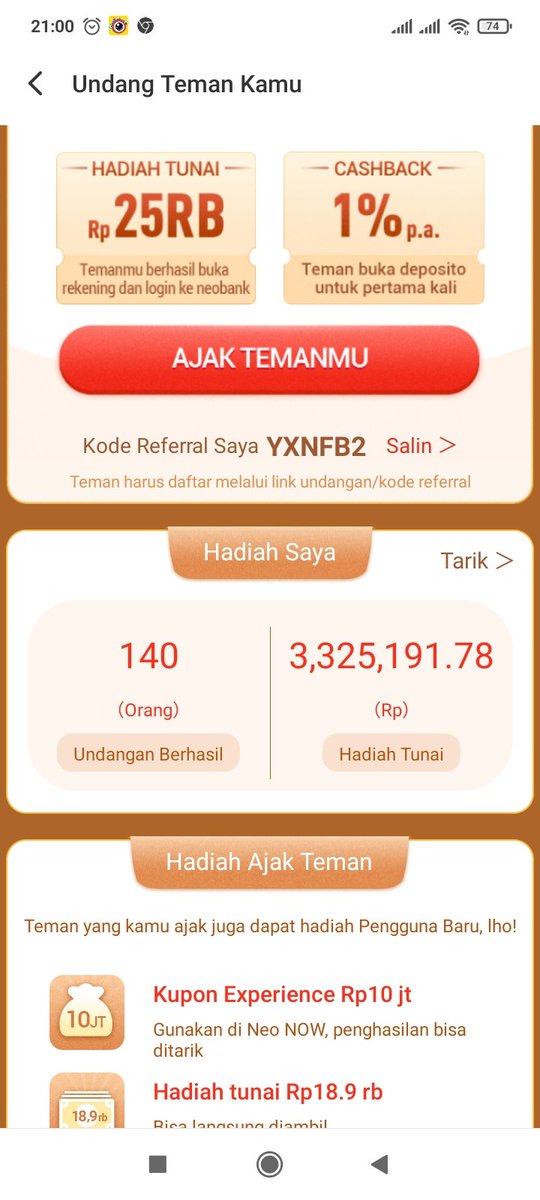 mrbracd's tweet photo. #neobank 
YANG MAU TAU CARA YA.NANTI DI KASIH TAU .. 
KODE REFERALL ..YXNFB2
REBAHAN DAPAT DUIT .. NEO BANK...
LOGIN TIAP HARI DAPAT UNTUNG TERUS DARI NEOBANK...
Ada Kupon Experience Rp10,000,000 buatmu, nih. Yuk, ambil sekarang!https://t.co/RqpqxCkZu0

KLIK LINK DI ATAS https://t.co/grh6MdyNPE