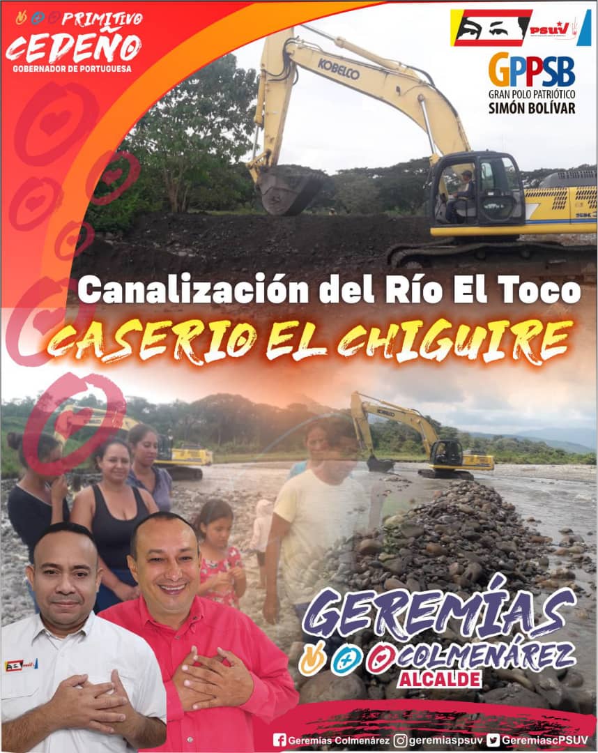 GeremiascPSUV's tweet photo. #ElCompromisoEsContigo
¡Seguimos dando respuesta oportuna a nuestra gente! Con Primitivo Gobernador y Geremias Alcalde serán Obras y no palabras,  nuestro equipo de Operadores se encuentran, desde ya, realizando trabajos de canalización en el Río El Tocó, del caserío El Chiguire. https://t.co/JG4p7PESaC