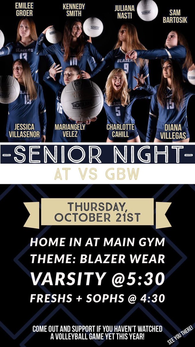 ATGirlsVball's tweet photo. IT’S SENIOR NIGHT 😭
Come support our girls tonight!!
4:30 all other levels
5:30 recognition &amp; varsity match
see you there 🥲 https://t.co/ipkQRmf2qF