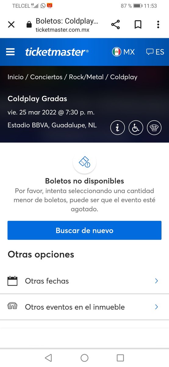 Andyich26's tweet photo. Que poca madre, a los revendedores si les dieron muchos boletos y a los demás no nos deja ni uno 😭😭 gracias #Ticketmaster #Coldplay no te veré, 😪 https://t.co/hRbYyD9ftK