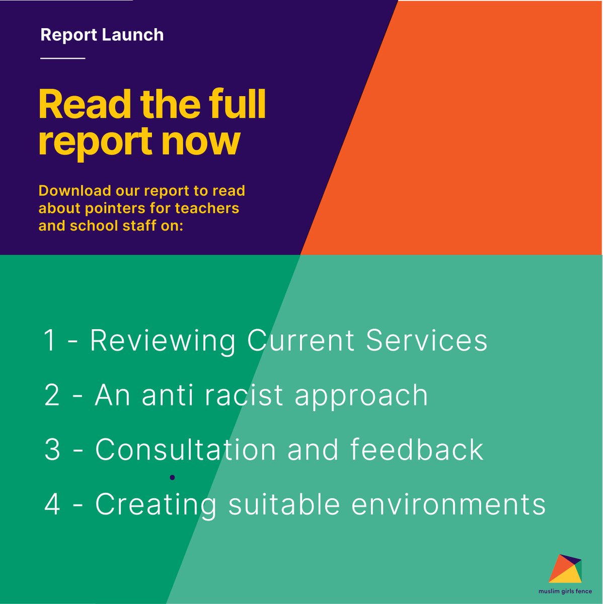 <a href="/britishfencing/">British Fencing</a> <a href="/TNLComFund/">The National Lottery Community Fund</a> <a href="/Tarek_Younis_/">Tarek Younis</a> <a href="/DrKElshayyal/">Khadijah Elshayyal</a> <a href="/thebrownhijabi/">Suhaiymah Manzoor-Khan</a> <a href="/InspiritedMinds/">Inspirited Minds</a> <a href="/EndPrevent/">End Prevent</a> <a href="/ihrc/">IHRC</a> <a href="/PREVENTwatchUK/">PREVENT Watch UK</a> Download the report for free today: muslimgirlsfence.org/resources.html

Please do share, and tell us what you think! Unfortunately, work like this will never be complete, and we are continuing our projects with young people in schools, focusing on wellbeing and what it means to us.