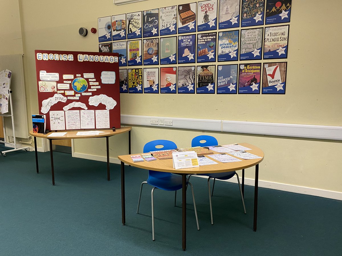 KesgraveEnglish's tweet photo. The English A Level subject displays and specialists are ready to chat to prospective students and their parents tonight! 📖 https://t.co/EXACxKnCy1