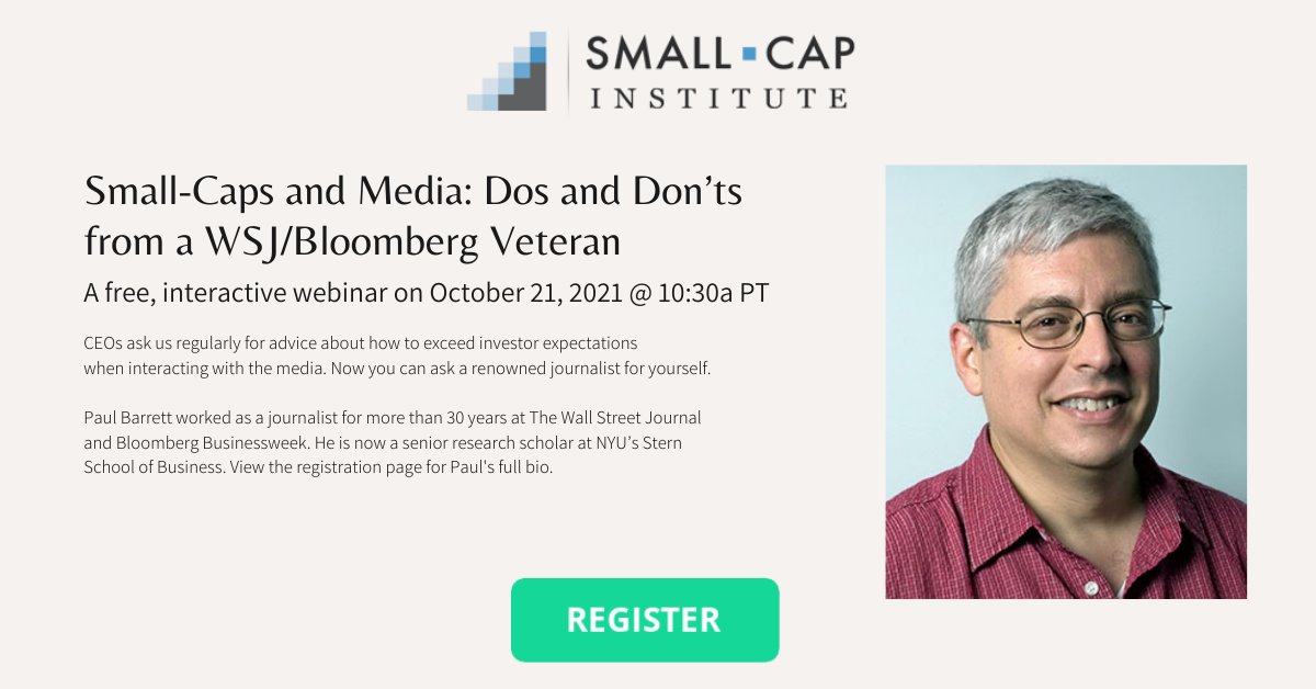 Join us in 10 minutes for the webinar, Small-Caps &amp; Media: Dos and Don’ts From a WSJ/Bloomberg Veteran

us02web.zoom.us/j/81887543453