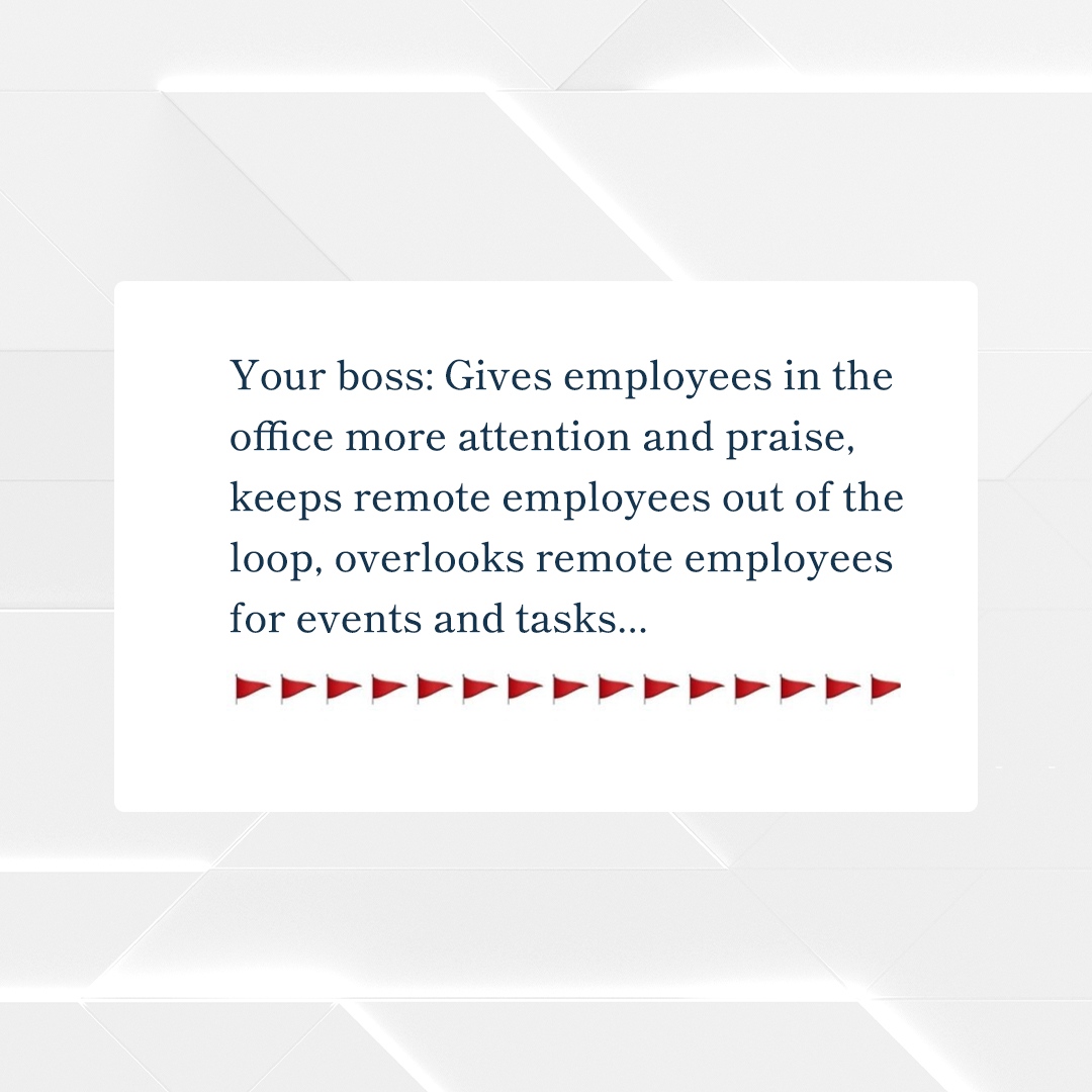 arootahcoach's tweet image. Does your boss have a #proximitybias? There are some 🚩🚩🚩 that you should not ignore! The most telling factor is when physically present employees receive more #attention. Which of these red flags have you seen at work whether you are in the office or you #wfh?