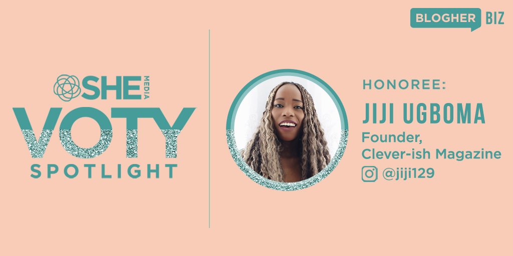 BlogHer's tweet photo. On stage now: our first #VOTY honoree of the day! Watch @cleverishmag founder @JijiUgboma's acceptance speech live. Join here: https://t.co/yTHbcyZQEx #blogher #blogherbiz2021 https://t.co/48MrhxRlP7