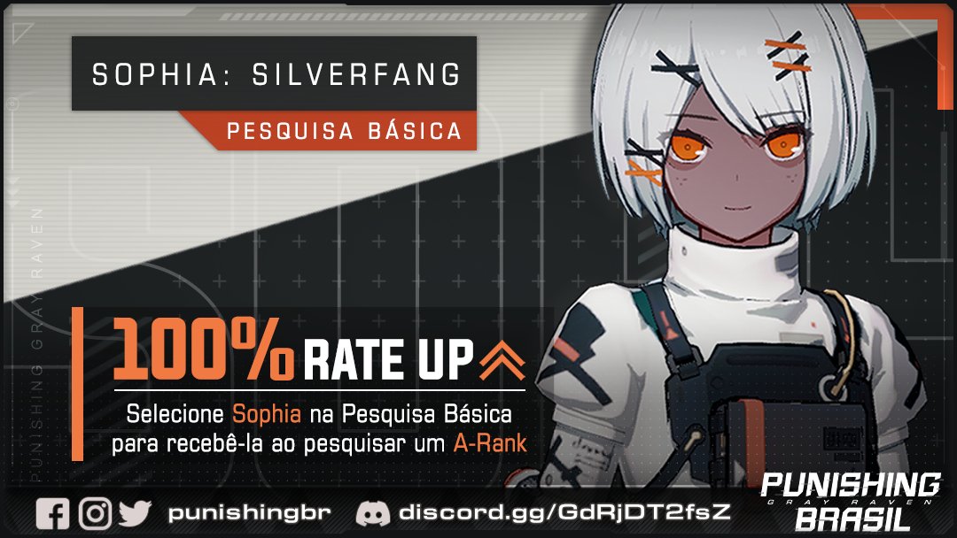 punishingbr's tweet photo. Atenção, Comandantes!

A Construct A-Rank 'Sophia: Silverfang' está com rate up de 100% na Pesquisa Básica!

#PGRResearch #PGR #PGRBR #PunishingGrayRaven #PunishingGrayRavenBr #PunishingGrayRavenBrasil #PunishingBr #kurogame https://t.co/MZruDRgT5M