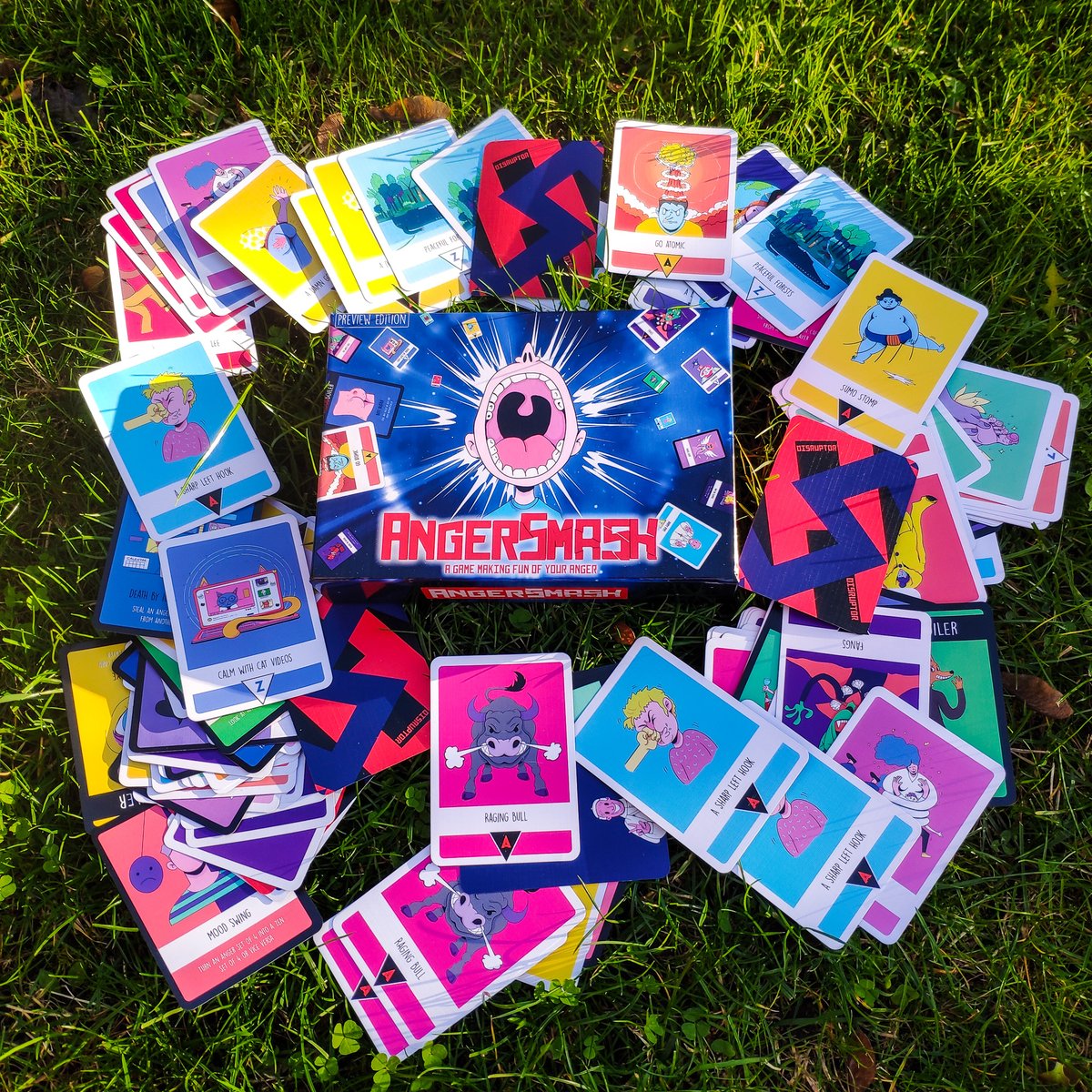HowAmIWeird's tweet image. #AngerSmash preview edition in the autumn sun ☀️. The viciously addictive #cardgame of high strategy, low cunning and a little bit of luck 💥. Coming soon on #Kickstarter! #boardgames #bgg #letsplay #kickstartergames #gamenight