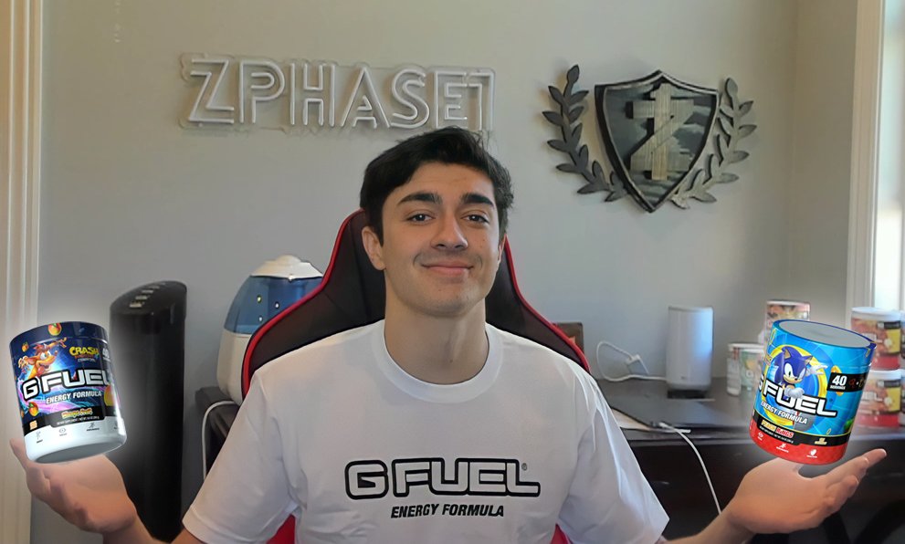 zphase1_'s tweet photo. Excited to announce I have officially partnered with the dream brand, @GFuelEnergy! Head over to the GFUEL website and use code PHASE at checkout. FIRST 10 PEOPLE TO ORDER A TUB USING MY CODE GET A SURPRISE! :) https://t.co/CUTPfAVROt
