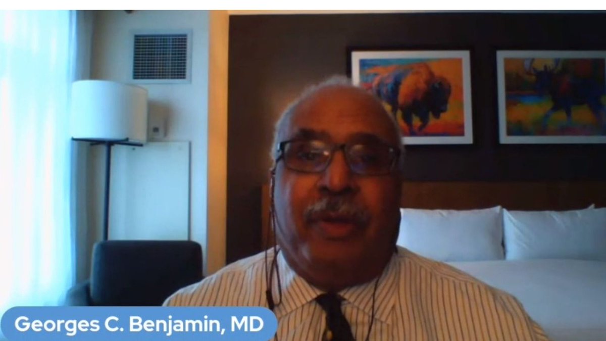 PublicHealth's tweet image. #Climatechange is the greatest threat to human health we have today. As the @LancetCountdown U.S. brief points out, its impacts is enormous in our health and its inadequately being address, says APHA's Georges Benjamin #LancetClimate21 #ClimateChangesHealth