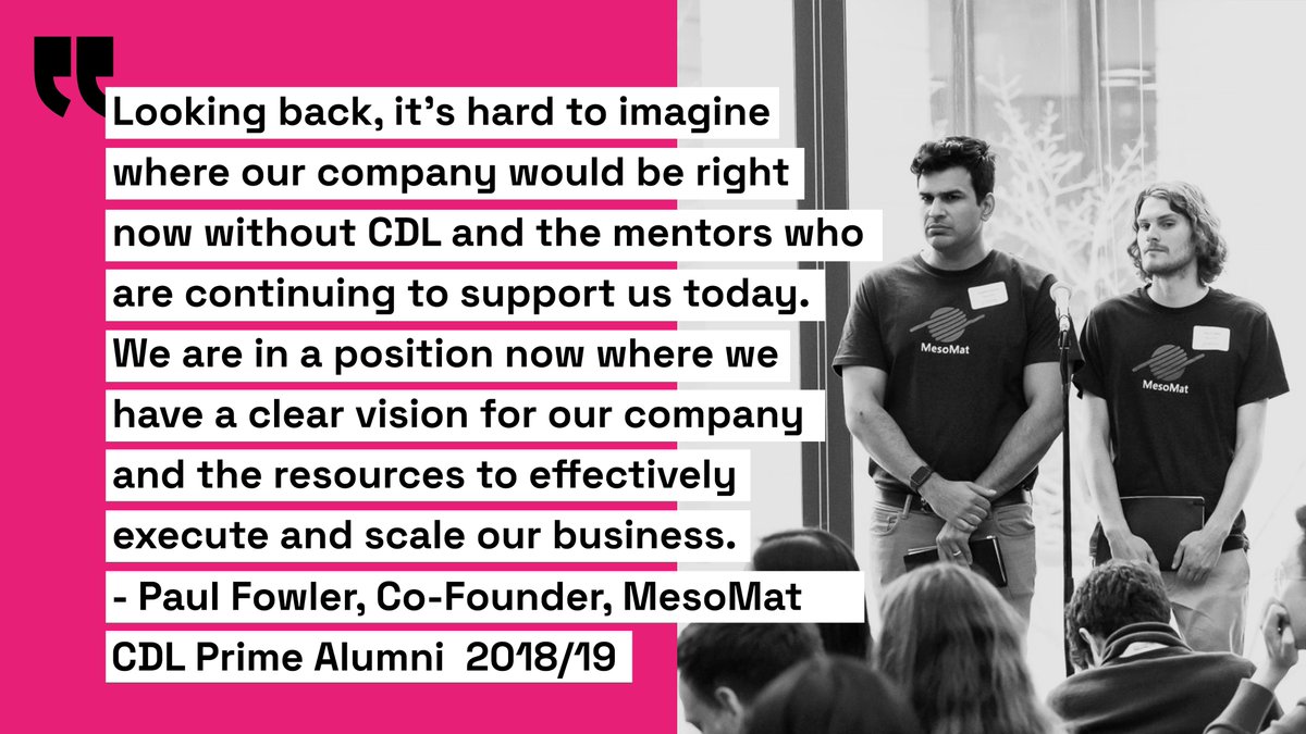 CDL launched 10 years ago with CDL Prime, for founders pursuing state of the art technological innovations across diverse industries. Today we head into the tenth #CDLPrime cohort and now more than ever, CDL mentors and startups are looking to #BuildSomethingMassive. <a href="/MesoMat_Inc/">MesoMat Inc</a>