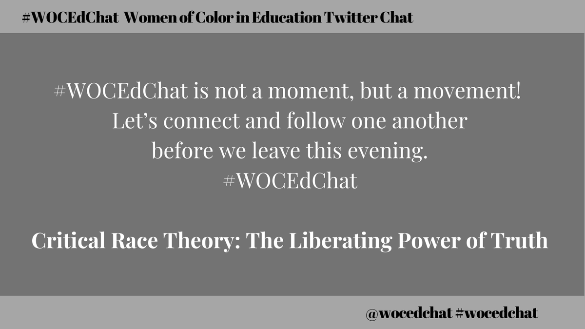 wocedchat's tweet photo. #WOCEdChat is not a moment, but a movement! Let’s connect and follow one another before we leave this evening. #WOCEdChat https://t.co/hMxM9vHmos