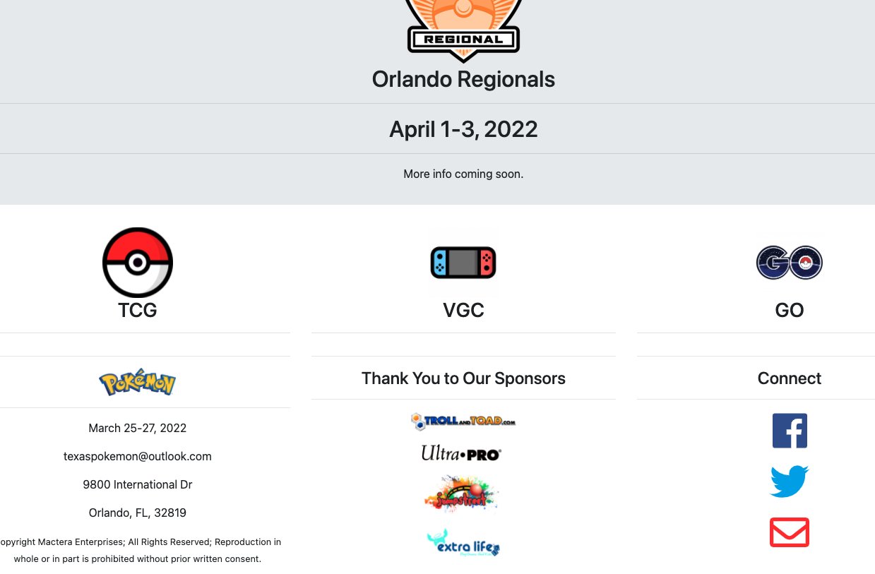 Overload Events Pokémon Regionals on Twitter "Orlando April 13 (The