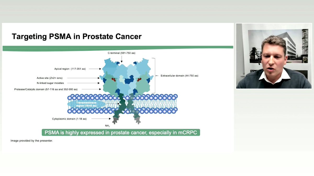 Course5_LifeSci's tweet photo. PSMA targeting therapy has the potential to deliver a high dose of radiation, precisely to the tumor site. PSMA is highly expressed in mCRPC #EANM21 @officialEANM https://t.co/2OQXW3ukk6