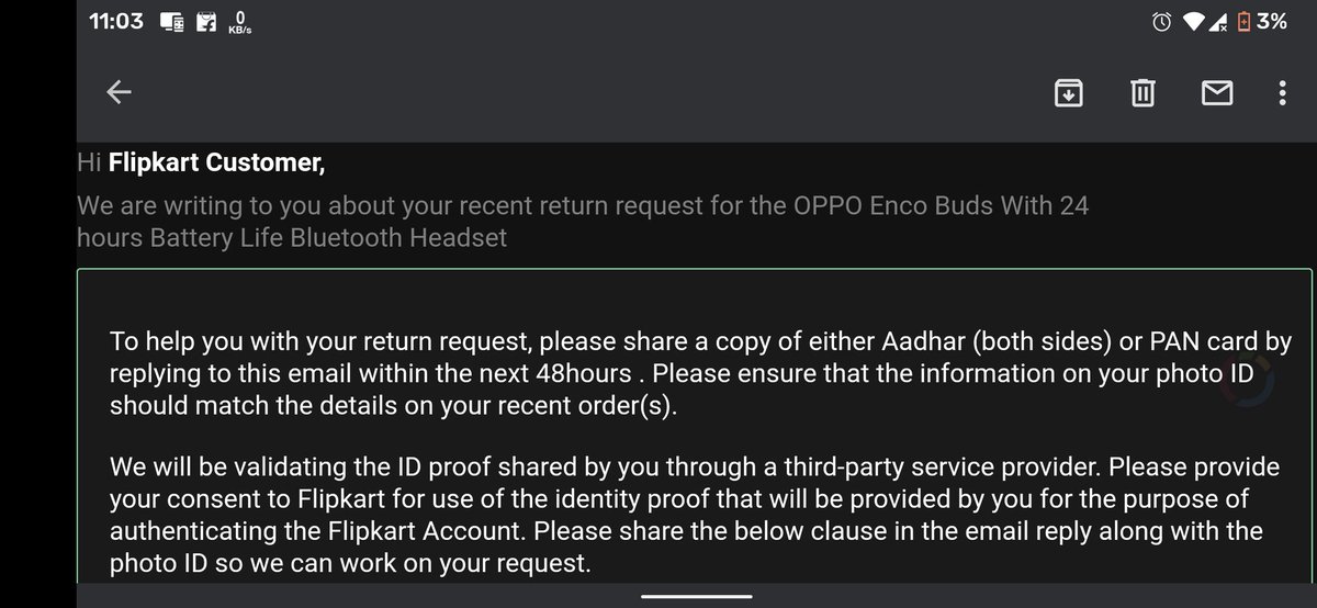 mindjek07's tweet photo. @flipkartsupport @Flipkart tumhare developers ganja fook rahe. 1st line me likha he reply on email and last line me likha he do not reply on this email. https://t.co/rJ9hmj7BPq