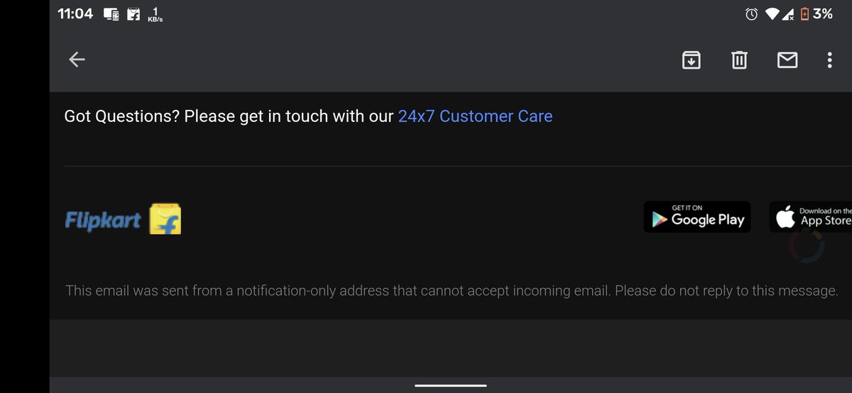 mindjek07's tweet photo. @flipkartsupport @Flipkart tumhare developers ganja fook rahe. 1st line me likha he reply on email and last line me likha he do not reply on this email. https://t.co/rJ9hmj7BPq