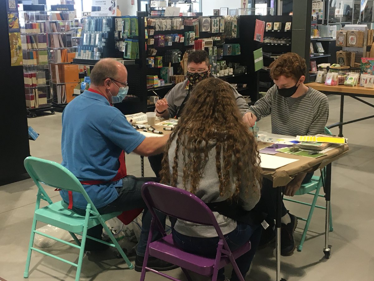 HyattsBuffalo's tweet photo. What a treat! Members of our staff hung out with Scott Stevenson today and got some in-person training with Daniel Smith Watercolors! https://t.co/RRCdXqt21P