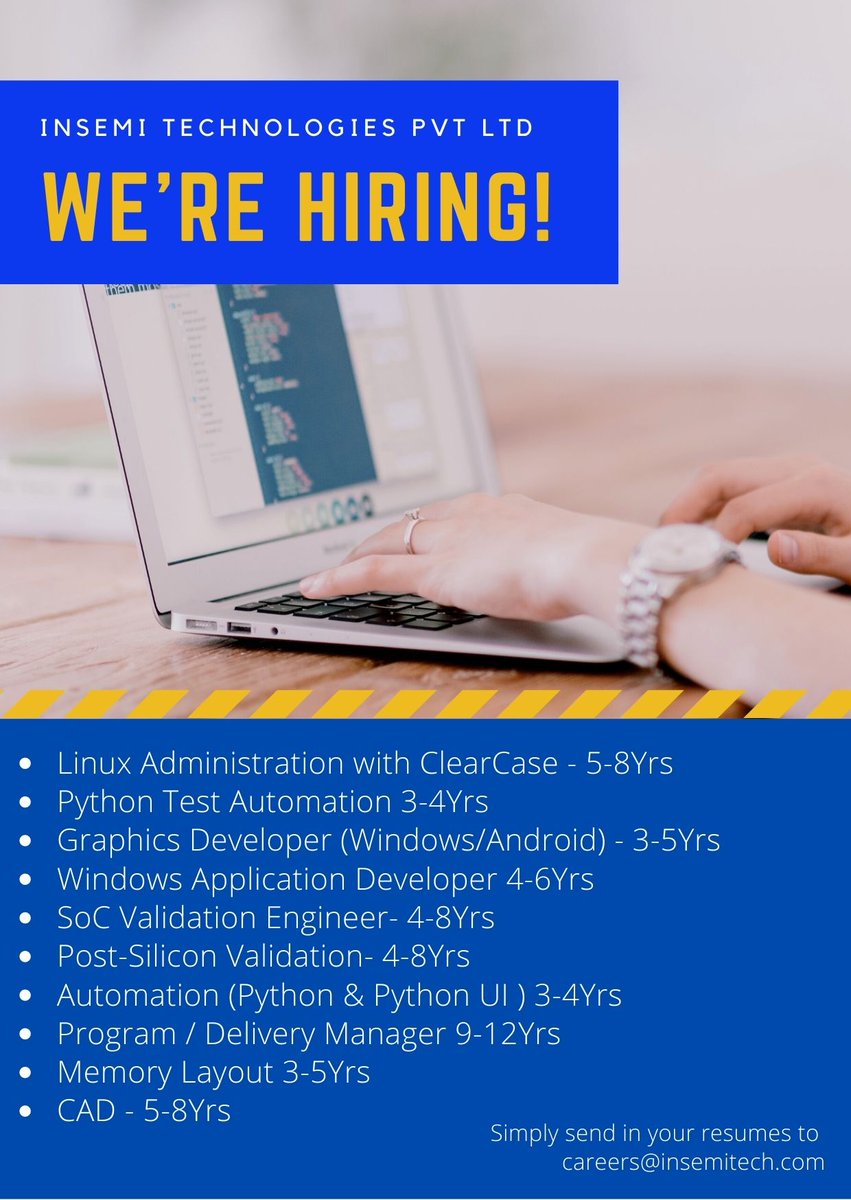 insemitech's tweet photo. Come Join our Team ---> https://t.co/y2pD69jLkH

#Insemi #insemi_technology #Insemitech #semiconductors #software #JobOpening #Hiring #Employment #jobseeking #vlsi #softwarejobs #technology https://t.co/qxxoGYWSEY