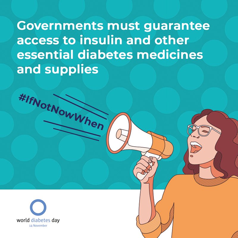 IntDiabetesFed's tweet photo. #WorldDiabetesDay - 100 years after its discovery, millions of people with #diabetes cannot access the #insulin and other care they need. Pledge your support for our call to action to mark World Diabetes Day this Nov: https://t.co/gCTshglise  #IfNotNowWhen https://t.co/pTvKKHwlOL