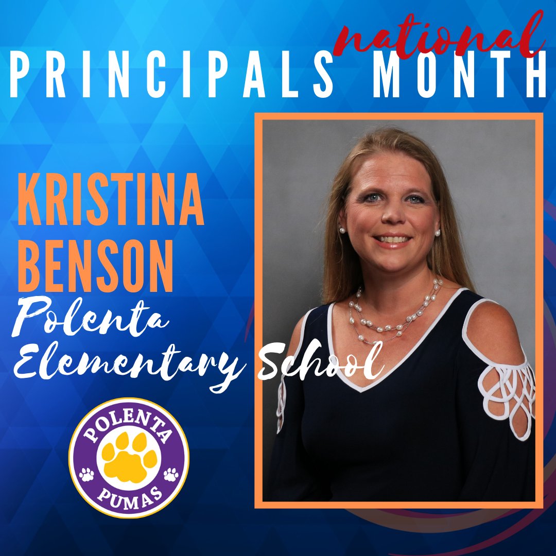 Next up - we're recognizing Mrs. Kristina Benson from Polenta <a href="/PolentaES/">Polenta Elementary</a>! Mrs. Benson is extremely hard working, and is dedicated to her students and staff. We are thankful for all that you do! Join us in celebrating her this #NationalPrincipalsMonth!