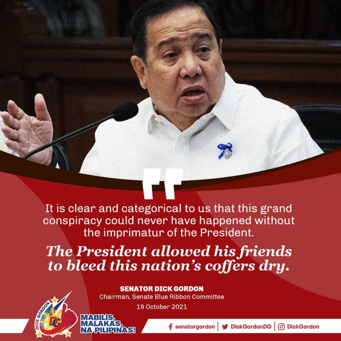 ito si dick , yong inamag na sa gobyerno sa senado. pilit inuugnay sinisiraan si pres  duterte. hindi mo kmi ma mabre brainwash. hindi mo lang matanggap na ibubulgar lahat nya baho mo... dumating na katapat mo.
