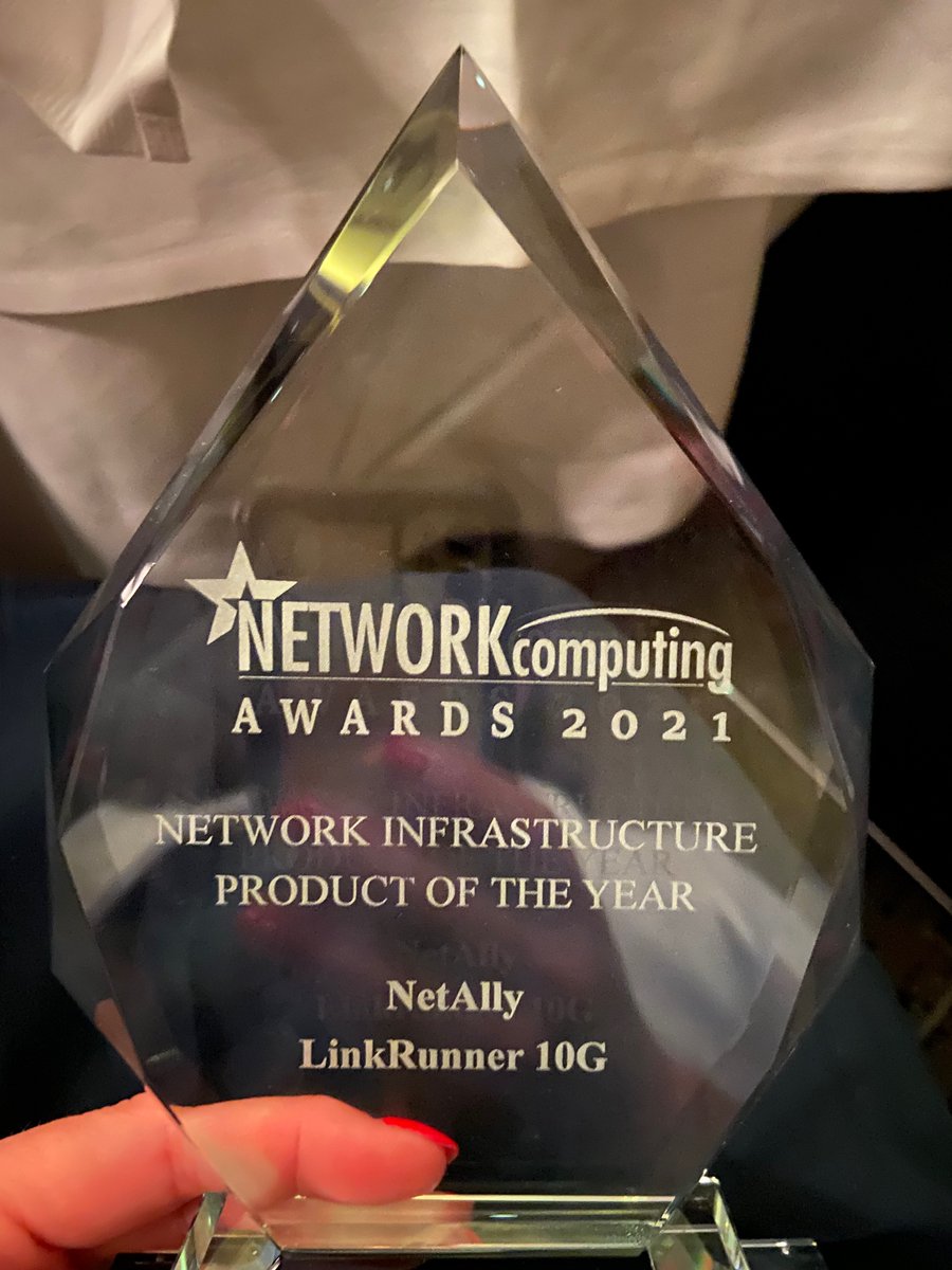 NetAlly's tweet photo. Some new bling to add to our collection! @NetAlly Network Infrastructure Product of the Year - LinkRunner® 10G
#LinkRunner10G #Bestinclass #NetAlly https://t.co/0umGh8D4R3