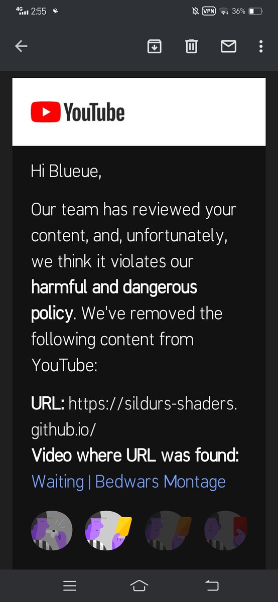 YesBlueue's tweet photo. @TeamYouTube @YouTubeCreators hello, sir. Apprently I got a strike on my almost 2 years old video becaude it violated one of the YouTube guidelines. I believe it was a mistake since most bigger yts also use and credit it in their description too! https://t.co/dvOt4tMiq0