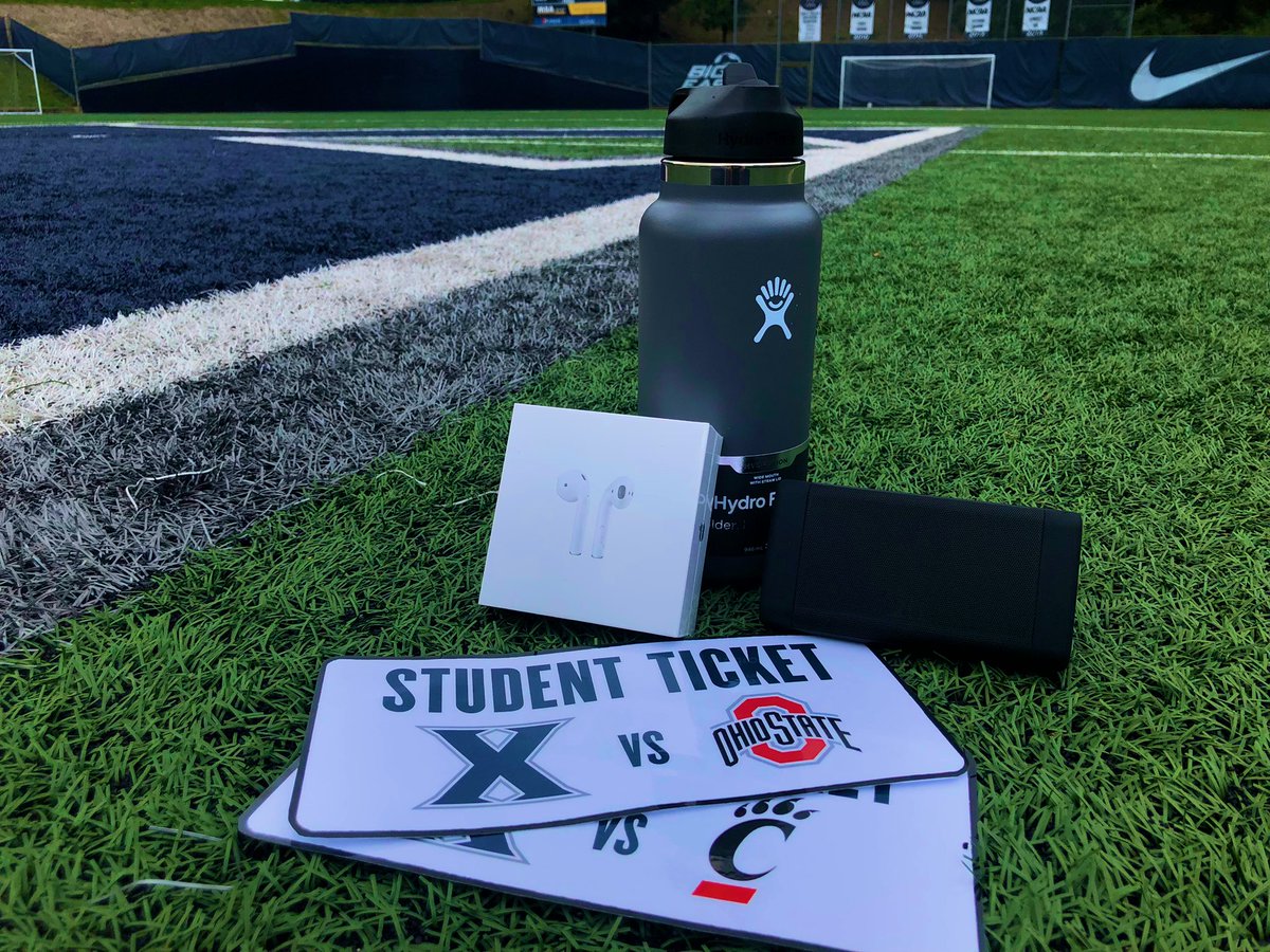 XavierWSOC's tweet photo. Students, we need you out in full force tonight! We’ll be handing out buttons and free pizza, you bring the energy. 🔥

Get there early for a chance to win one of these great prizes, including a guaranteed ticket for @XavierMBB vs. Ohio State.
 
#FillTheHill | #LetsGoX https://t.co/3QiTty3eqG