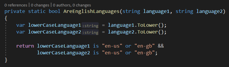 archiecoder's tweet image. I love the C#. Look how beautiful the keywords "is" and "or" are!