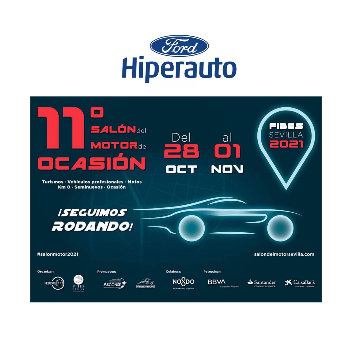 hiperautocoria's tweet photo. ¡En exactamente una semana dará comienzo el 11° Salón del Motor de Ocasión! 🚗🚙

¡Te esperamos en el pabellón 1 del Palacio de Congresos Fibes! 🤗😉

#Hiperauto #Coria #Pilas #Sevilla #Coches #Automoción #AutoOcasión #Motor #Seminuevos #SalonMotor2021 https://t.co/nnKIlpSzZL
