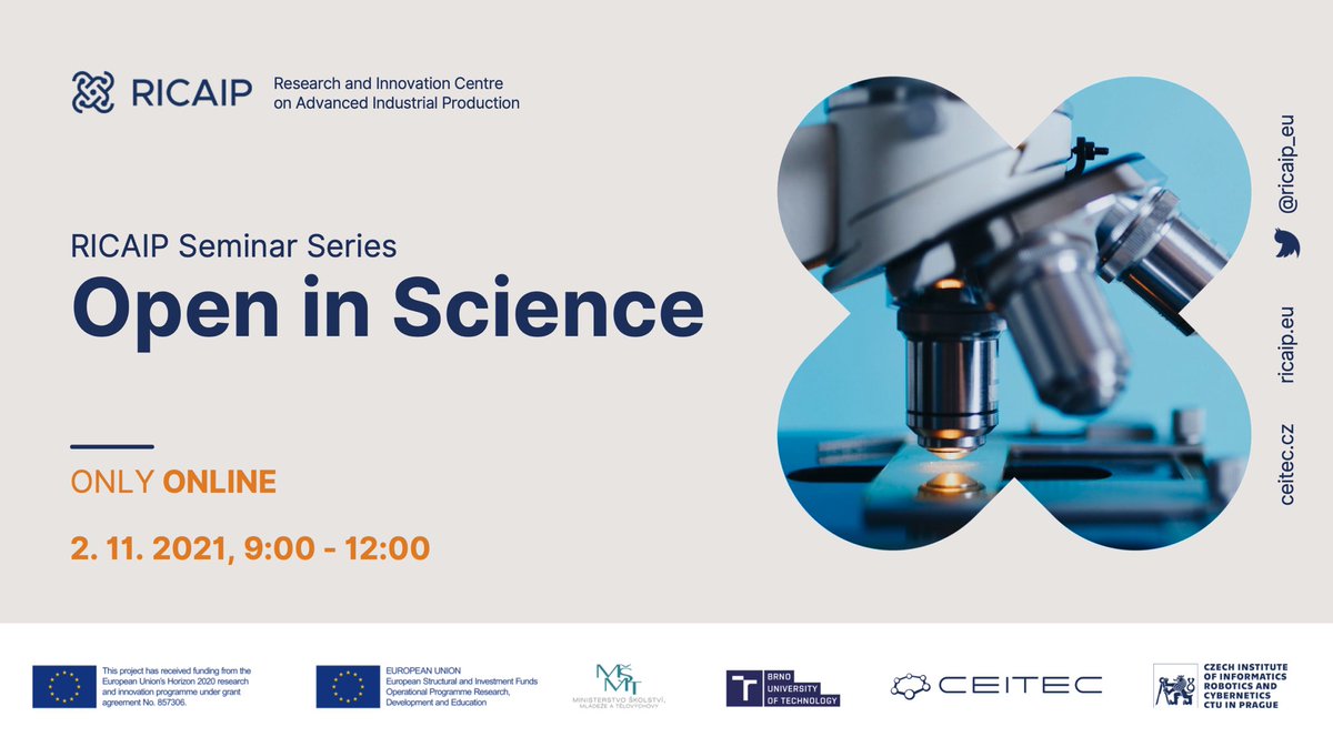 RICAIP_EU's tweet photo. What exactly does Open Science mean ❔How can a scientist be open in science❔Could you get involved in research as citizen❔

Do not miss an opportunity to discuss it with our interesting speakers 🗣

Register, join our seminar and find out more ⬇️
https://t.co/bUsBefeM2Z https://t.co/yiaPliMjLM